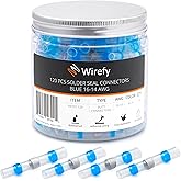 Wirefy 120 PCS Solder Seal Wire Connectors - Heat Shrink Solder Butt Connectors - Waterproof Solder Sleeves - Self Soldering 