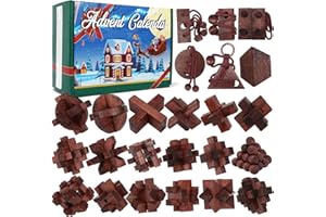 MYTOTHFY Advent Calendar 2025, Christmas Countdown Calendar Gift Box with 24 Brain Teaser Puzzles, 24 Days Wooden Brain Teaser Puzzles Xmas Countdown Calendar Challenge for Adults Teens Boys Girls