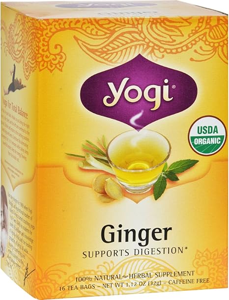 Amazon Com Yogi Organic Herbal Tea Caffeine Free Ginger 16 Tea Bags Case Of 6 Health Personal Care