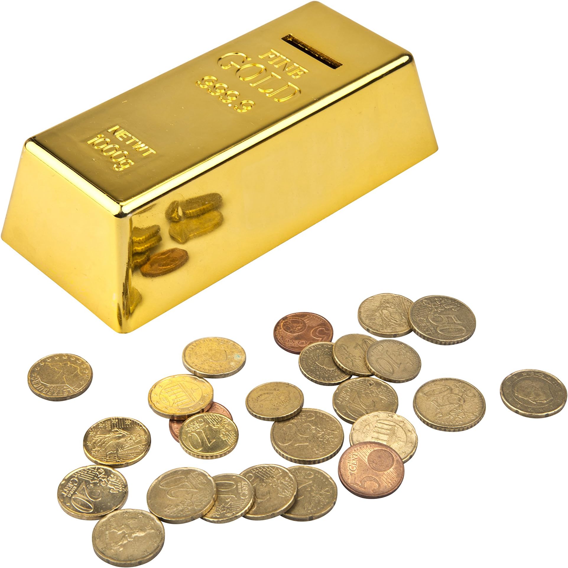 Fine Gold Bullion Bar Pretend Money Box Piggy Bank In Gift Box