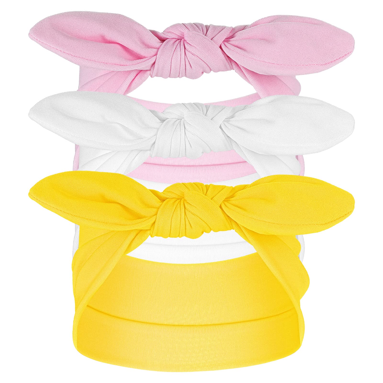 Luinabio 3 Pcs Women Headbands Bow Knotted Band Headwraps Elastic Bandana Cloth Scarf Knot Boho Hair Accessories for Girls Kid, Multicolor