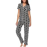 bebe Womens 2 Piece Bridesmaid Pajamas Set Short Sleeve Button Down Shirt and Pants