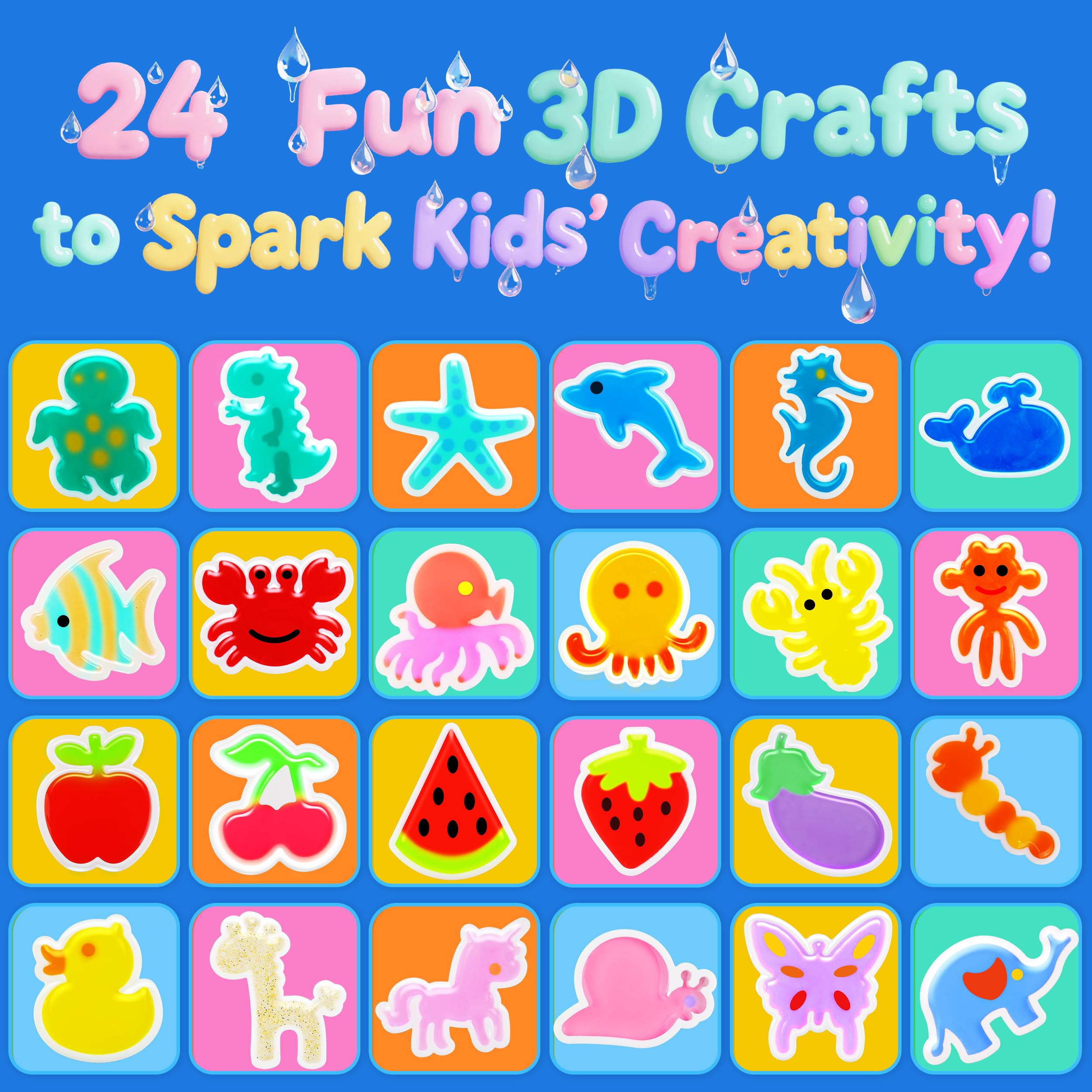 Magic Water Elf Toy Kit with 20 Magic Gels and 24 Shape MoldsMagic Water Elf, Aqua Fairy, Magic Water Gel Kit, DIY Squishy Maker Kit, Magic Water Art Kit Favors, Kids Crafts Ages 4-8