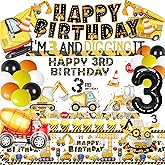 90 Pcs Dump Truck Party Decorations for Boys Baby .Construction 3rd Birthday Party Supplies，Construction 3rd for Boys, Construction Birthday Party Supplies for 3 Year Old Boy