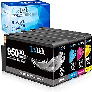 LxTek Compatible Ink Cartridges Replacement for HP 950 951XL 950XL 951 to use with OfficeJet PRO 8600 8610 8620 8630 8100 8660 8625 8615 8640 271dw 276dw 251dw (1 Black, 1 Cyan, 1 Magenta, 1 Yellow)