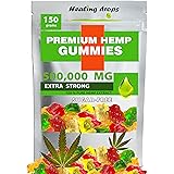 Premium Organic Hemp Sugar-Free Gummy Bears Natural Health Support 500,000MG High Potency with Vitamins B E C D Omega 3 6 9