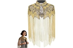Beaded Shawl, Vintage Fringe Sequin Flapper Wrap - 1920s Outfit for Women, Wedding Reception, Special Events