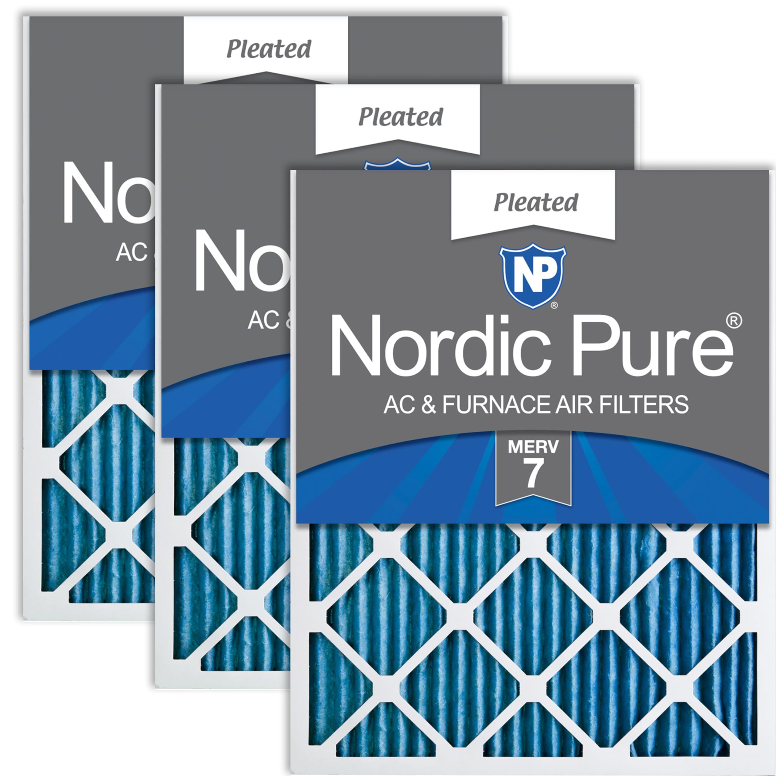 Nordic Pure 18x24x1 (Actual Size: 17 1/2 x 23 1/2 x 3/4) Pleated MERV 7 Air Filters 3 Pack Image