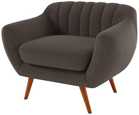 Mikitoo Design Riga Fauteuil 1 Place Revêtement Fixé Tissu Gris Anthracite 104 X 86 X 84 Cm