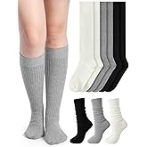 Shihanee 3 Pairs Winter Women Knee High Socks Long Ribbed Knit Slouchy Boot Socks Warm Gifts for Women Girls