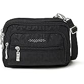 Baggallini Triple Zip Small Crossbody Bag for Women - 8x6 Lightweight Convertible Fanny Pack Belt Bag