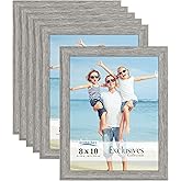 Icona Bay 8x10 Picture Frames (Alder Gray, 6 Pack) Sturdy Wood Composite Photo Frames 8 x 10, Sleek Design, Table Top or Wall Mount, Exclusives Collection