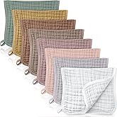 8 Packs Muslin Burp Cloths Large 20" x 10", 6 Layers Unisex Baby Absorbent 100% Cotton Burp Rags Colorful Muslin Washcloths for Baby Plain Soft Cotton Cloth for Babies Girls Boys(Pleasing Colors)