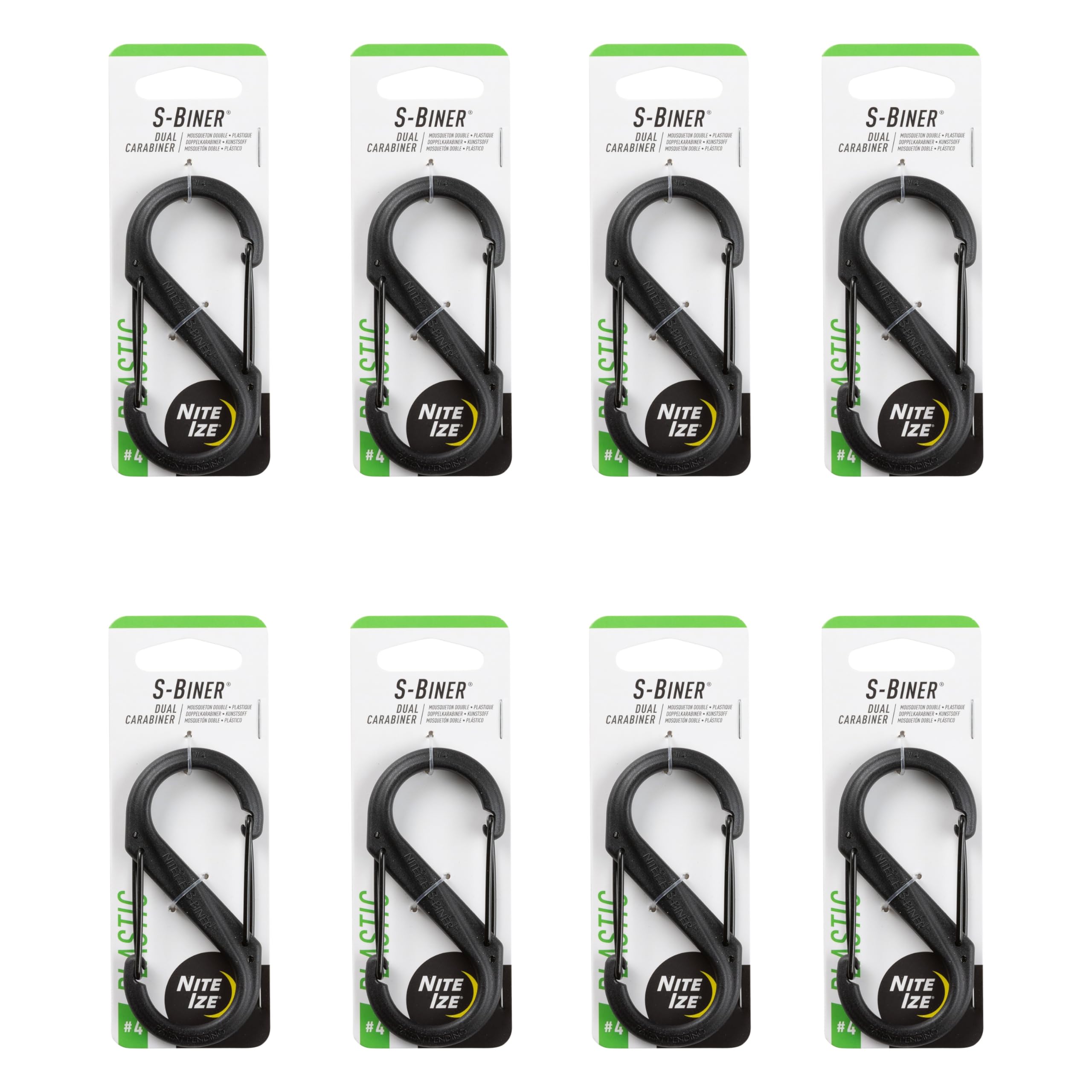 Photo 1 of Nite Ize-Biner Dual Carabiner Plastic - Durable Dual Carabiner with Wire Gate Closure for Organizing Keys & Keychain Attachments - Size 4, Black (8 Pack)