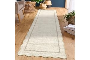 Garvee 2x6 Runner Rug Kitchen Rug Scalloped Border Washable Rugs Non Slip Runner Rugs Stain Resistant Non Shedding Floor Cove