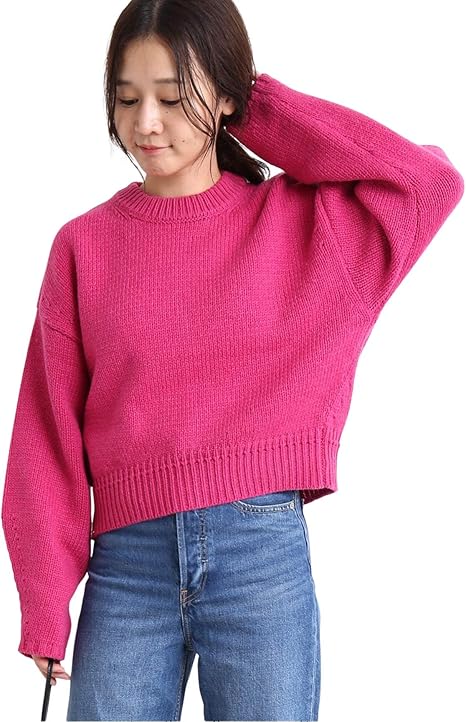 Amazon スローブイエナ コードヤーンクロップドニット フリー ピンク セーター 通販