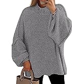 PRETTYGARDEN Women's 2026 Fall Oversized Sweaters Chunky Knit Mock Neck Long Sleeve Casual Trendy Pullover Winter Clothes