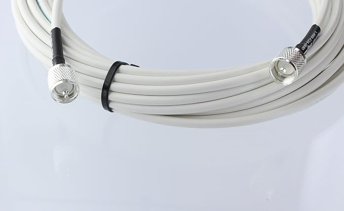 Cable Antena Coaxial RG8X De 75ft - Para Radio CB/Ham, Conectores PL-259, Color Gris