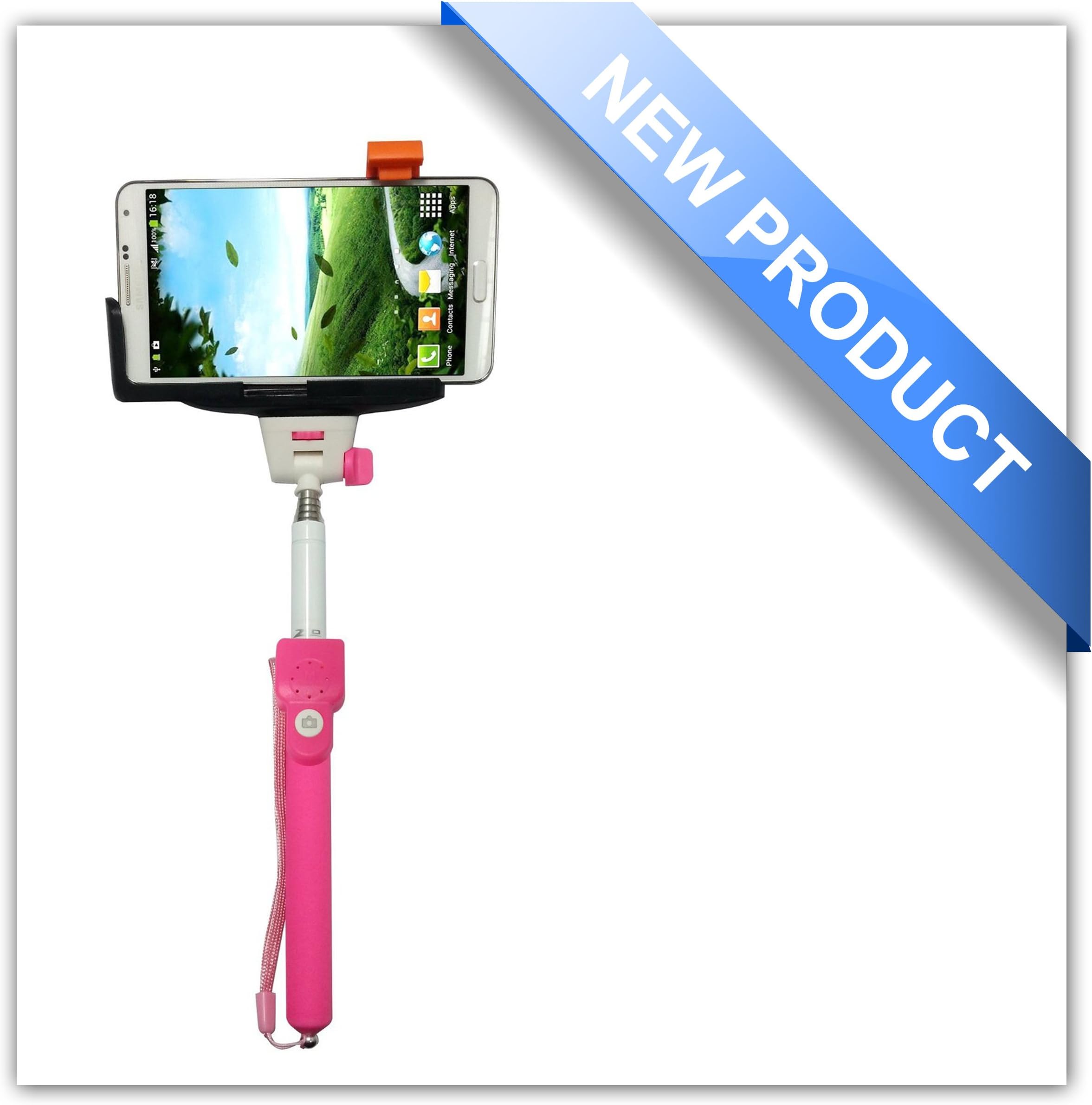 Zio Extendable Selfie Stick Self-portrait Monopod with Separable Ultrasonic Remoter (Support Remote Multiple Phones To Take Photos Simultaneously in Multi-angle) with TWO Universal Phone Holders Suitable for iPhone 6 Plus / 6 / 5s / 5c / 5 / 4s, Samsung Galaxy Alpha / S5 / S5 Active / S4 / S4 Mini / S3 / S3 Mini, Samsung Galaxy Note Edge / 4 / 3 and Other Devices up to 3.25 Inches in Width - Fully Adjustable Handheld Monopod 10" - 38" - Light, Compact, and Easy to Carry (pink)