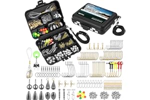 MadBite by KastKing 182/265/400pcs Compact Fishing Tackle Kit - All-in-One Freshwater Hooks, Weights, Bobbers in Tackle Box, Fishing Gear Set for Bass Trout Panfish