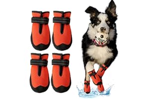 SUPERPAWS Dog Shoes for Large Small Medium Dogs - Breathable Dog Boots for Summer Hot Pavement Waterproof Paw Protector for Outdoor Walking (Orange, 1 (Width 1.57 inch) for 10-23 lbs)
