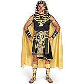 Spooktacular Creations 9 Pcs Halloween Pharaoh Costume Men, Egyptian Costume Men with Accessories for Halloween Cosplay party