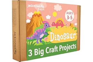 jackinthebox Dinosaur Toys for Kids 3-5, 3-in-1 Dino Dress-Up Kit, Arts and Crafts for Boys and Girls, Dinosaur Costume, Great Gift for Kids Ages 3 4 5, No Mess Craft Kit for Kids, DIY Activity..