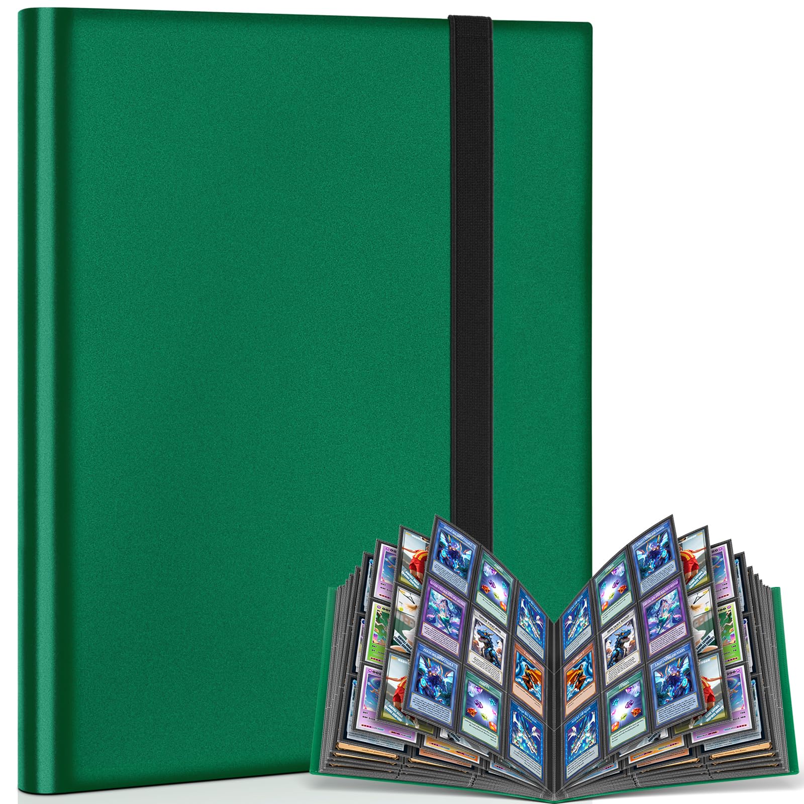 9 Pockets Trading Card Binder Storage, 360 Pockets Collectible Trading Card Album with Elastic Strap Side Loading Card Folder Sport Card Binder for MTG, TCG, Baseball, Football Cards(Teal)