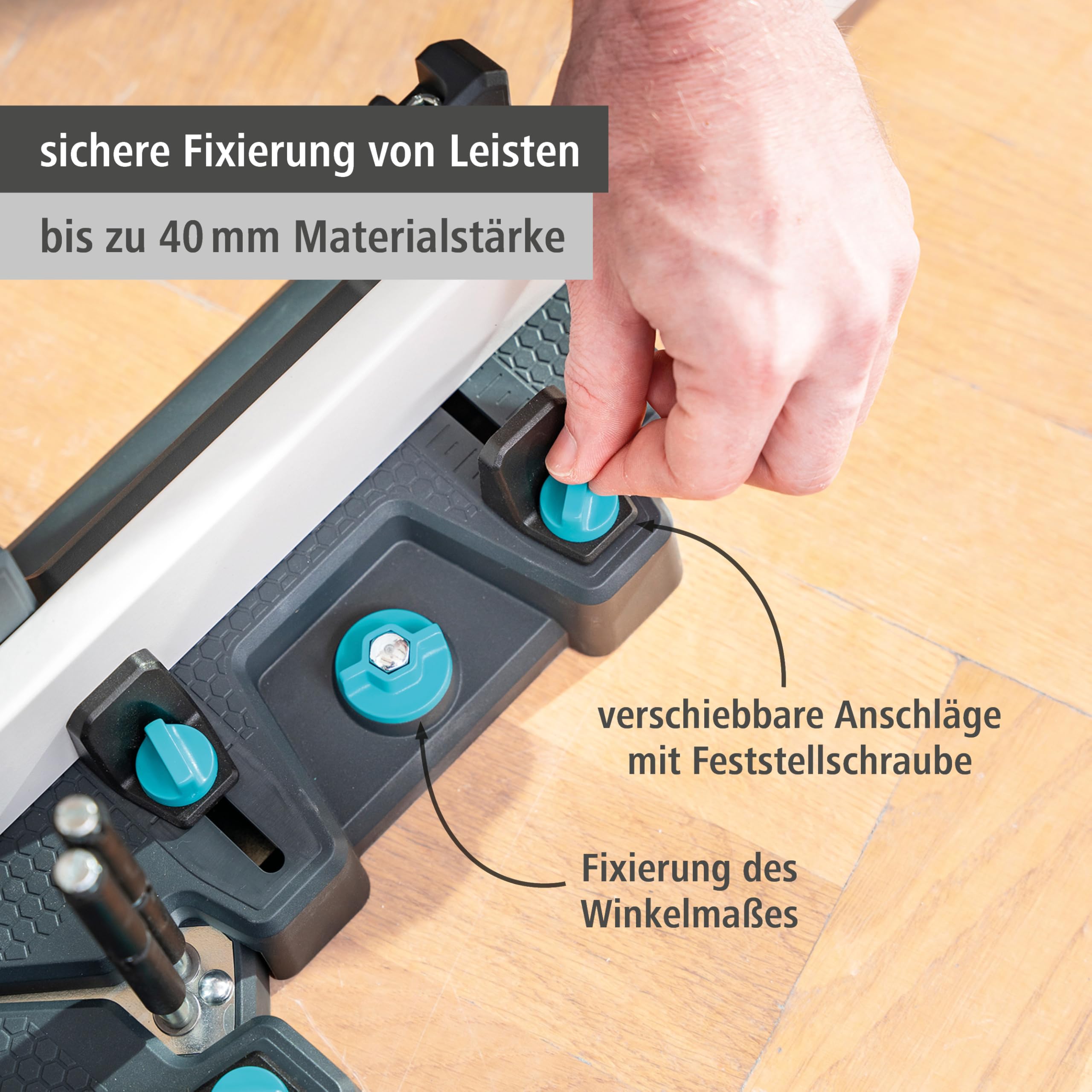 wolfcraft Schmiege und Gehrungsschneidlade PRO - 6956000-2-in-1 Gehrungslade zum Schneiden von bis zu 120 mm hohen Fußleisten & Sockelleisten und Ausmessen von Raumwinkeln 3