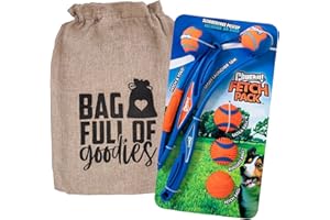STUFF YOUR SACK Dog Gift Bag with Chuckit Ball Launcher Fetch Pack 7-Piece Gift Set, All Breed Sizes