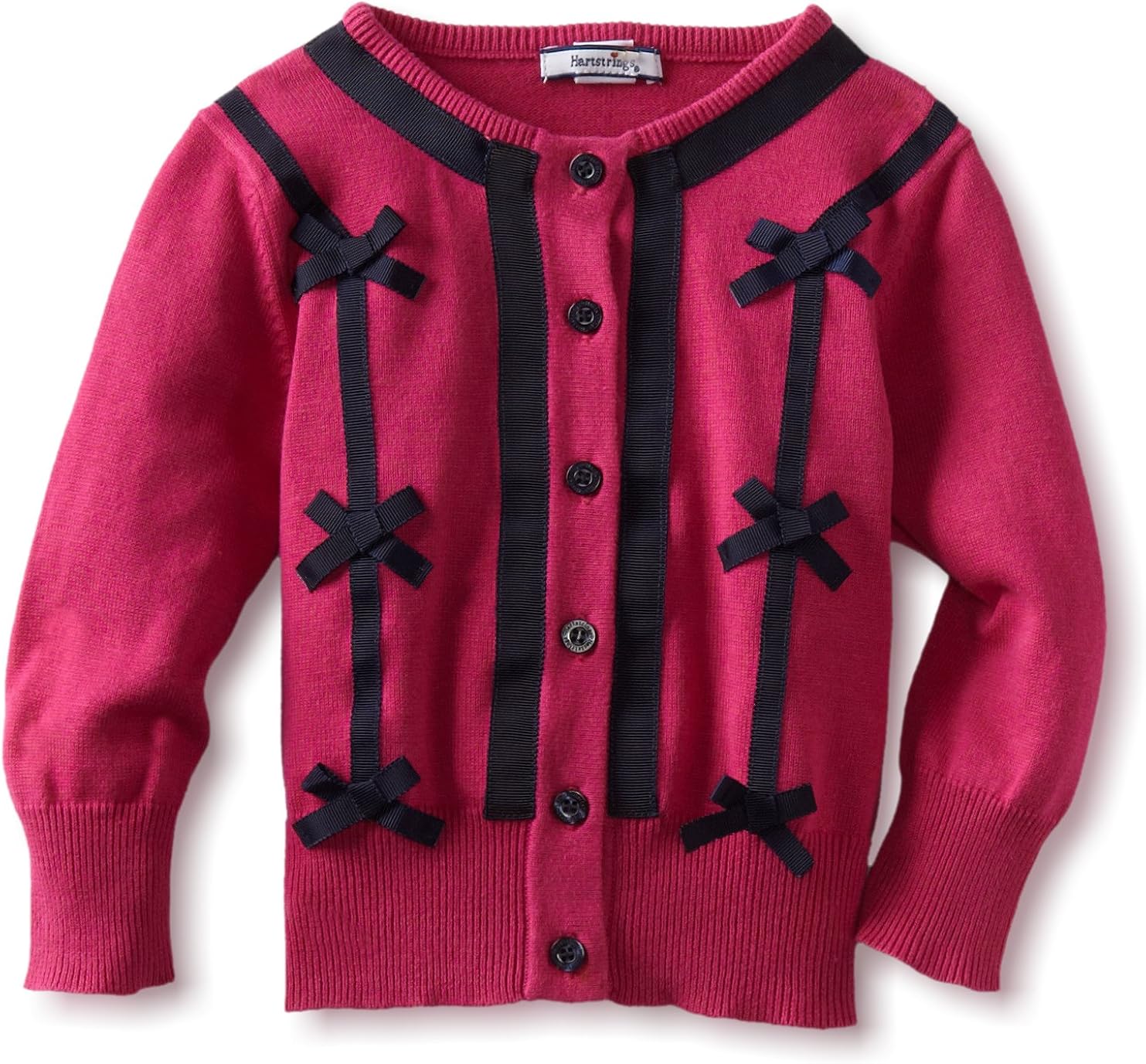 Hartstrings Little Girls' Toddler Ribbon Cardigan Sweater, Very Berry, 4T Clothing