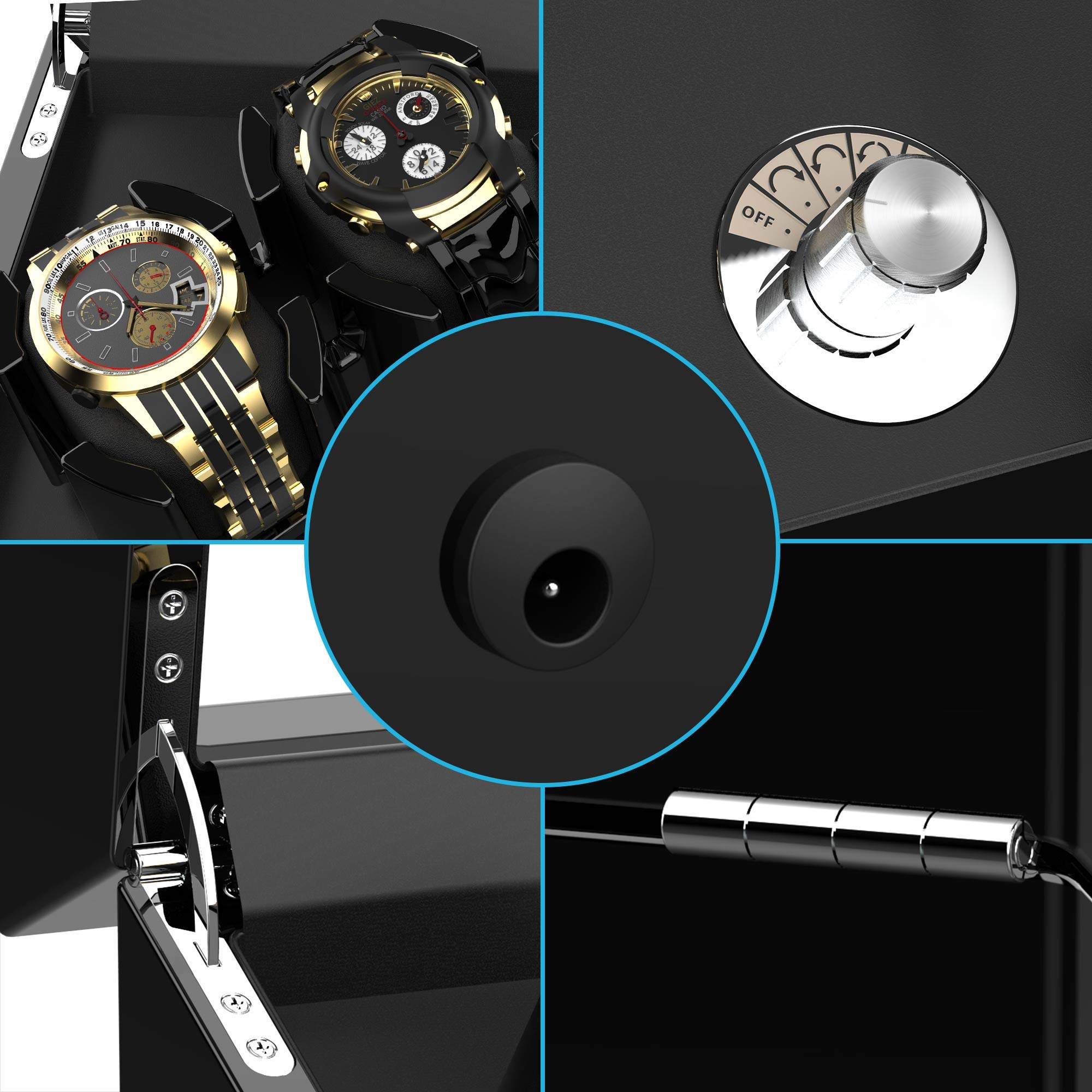 TRIPLE TREE Double Watch Winder for Automatic Watches, Automatic Watch Winder Box in Wood Shell Piano Finish, with Japanese Quiet Motor, Flexible PU-Leather Watch Pillows Hold for Women/Men's Watches