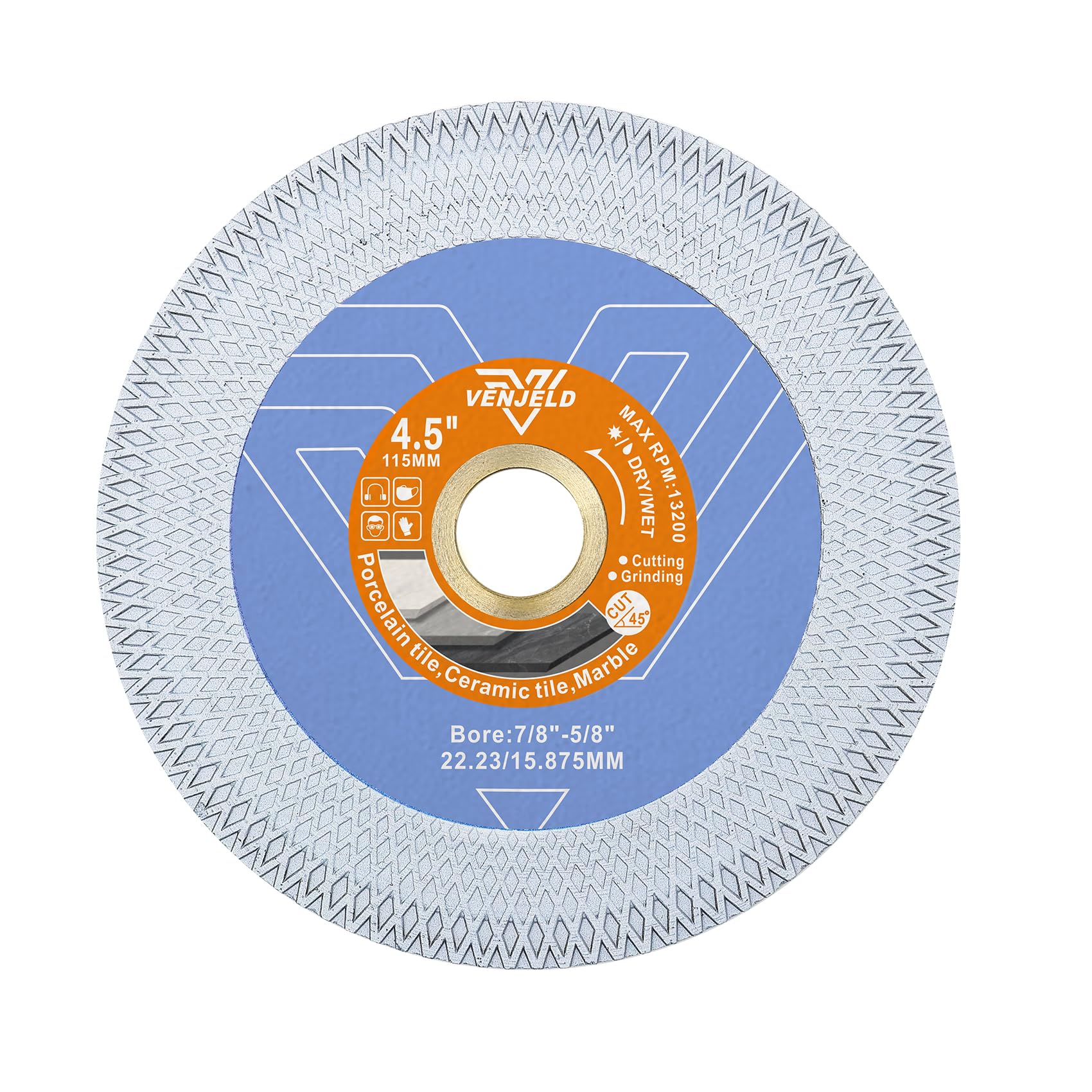 Diamond Tile Saw Blade 4.5 Inch/115mm Cutting and Grinding Disc, 10/20mm Diamond Coated on Both Sides for Ceramic Porcelain Tile Marble Artificial Stone VENJELD