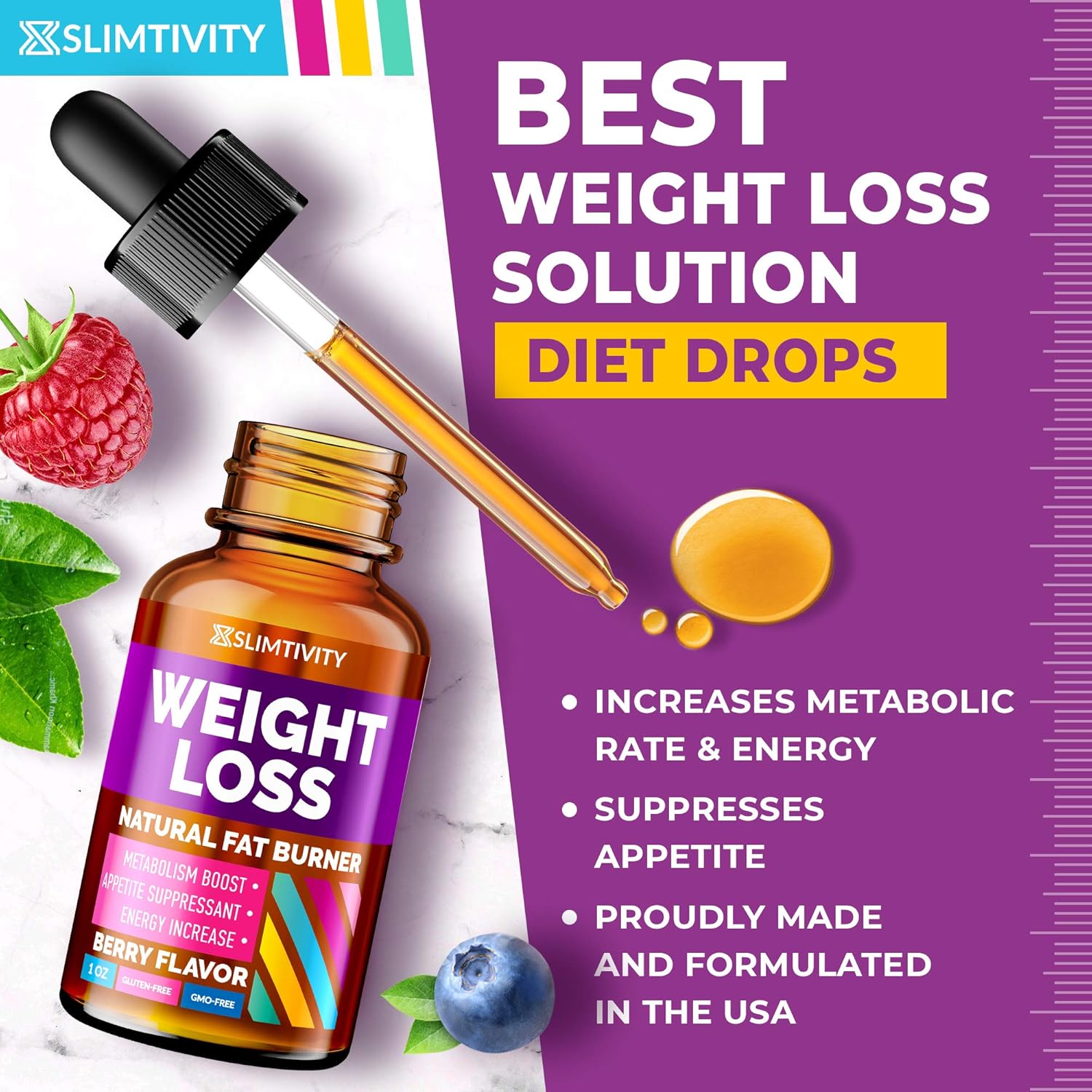 Diet Drops for Appetite Suppression - Weight Loss Drops for Adults - Appetite Suppressant for Fast Weight Loss - Advanced Metabolism Booster - Hunger Suppressant for Fat Burn: Health & Personal Care