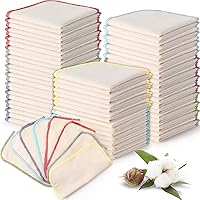 64 Pcs Flannel Cloth Baby Wipes Reusable Baby Diapers Wipes Washable Natural Unbleached Baby Face Wipes Soft and Sturdy Cloth