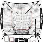 BaseGoal 6'×6' Baseball Softball Practice Net,Baseball Backstop,for Hitting Pitching Batting Catching with Bow Frame,Bonus Strike Zone,Target