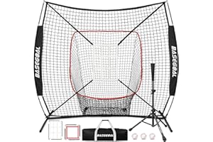 BaseGoal 6'×6' Baseball Softball Practice Net,Baseball Backstop,with Batting Tee,for Hitting Pitching Batting Catching with B