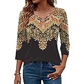 Rapbin 3/4 Length Sleeve Womens Tops Summer Cut Out Ring Keyhole Neck Dressy Casual Crew Neck Tee Shirts 2026