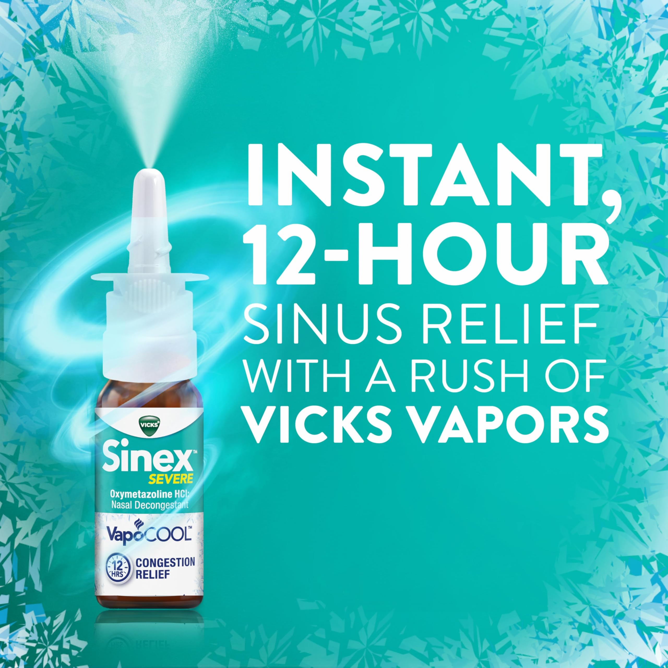 Vicks Sinex SEVERE Nasal Spray with VapoCOOL, Soothing Vicks Vapors, Decongestant Medicine, Relief from Stuffy Nose due to Cold or Allergy, & Nasal Congestion, Sinus Pressure Relief, 265 Sprays