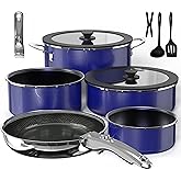 Pro DUXANO 12PC Nonstick Pots and Pans Set&Hybrid 3-Ply Stainless Steel Skillet, High Heat Sear&Fry, 2-Layer Ceramic Induction Cookware, 9H Scratch-Resistant&Anti-Warp,PFAS Free,All Cooktop/Dishwasher