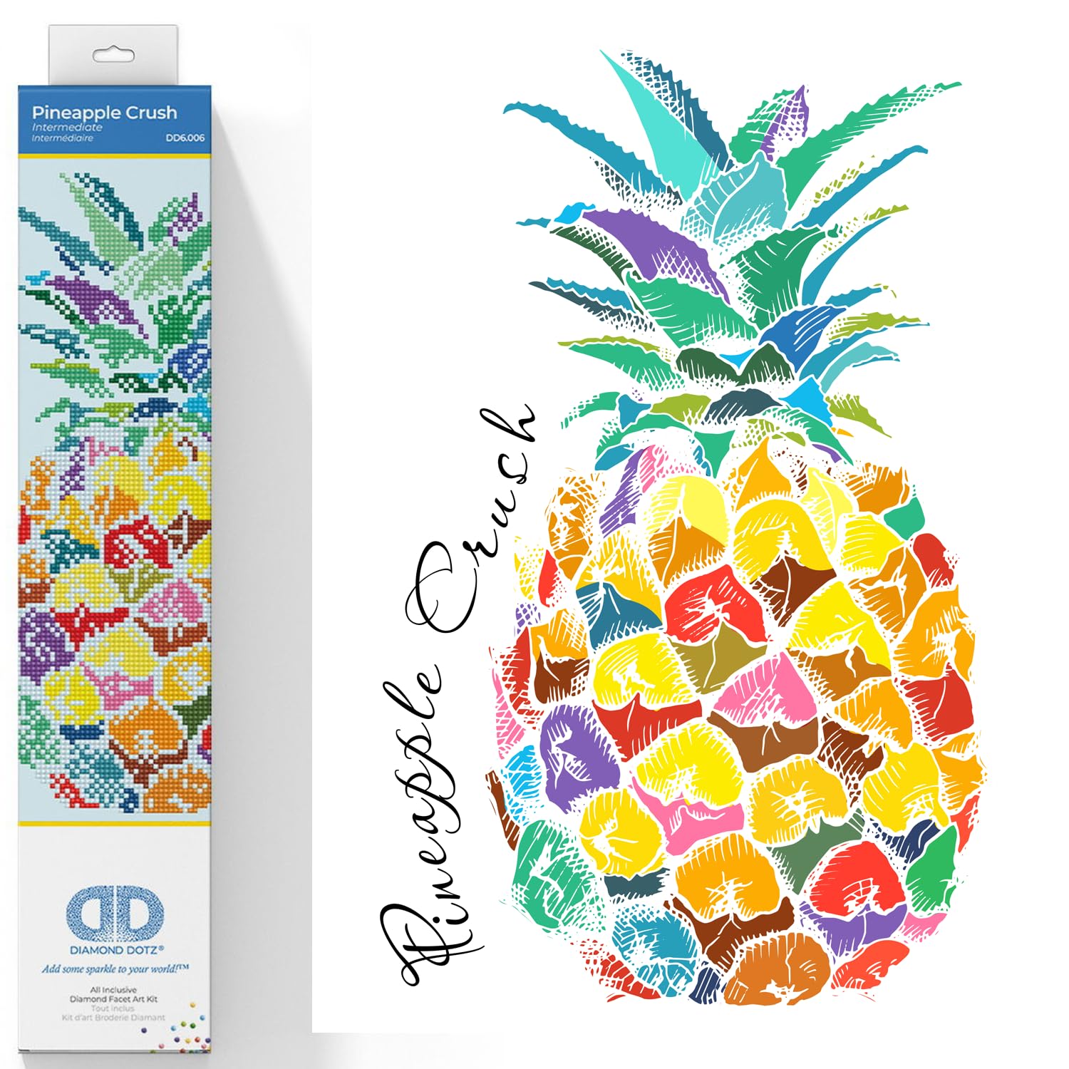 DIAMOND DOTZ Diamond Painting Kit, Intermediate, DD6, Pineapple Crush, 28 x 39cm