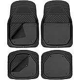 CAT® Detachable Deep Dish Car Floor Mats w/ Removable Carpet Liner - Universal Fit for SUVs Trucks Sedans Washable Easy-Clean Automotive Floor Liners Heavy Duty All Weather Non-Slip Comfort - Charcoal