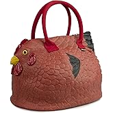 Original Reddish Brown Chicken Handbag Cute Hen Purse Tote Bag Novelty for Women.