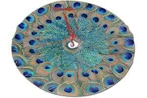 ACOZUHSE 36 Inch Christmas Tree Skirts, Festive Xmas Decorations for Indoor Outdoor Use, Peacock Feather Christmas Tree Mat for Festival Celebrations