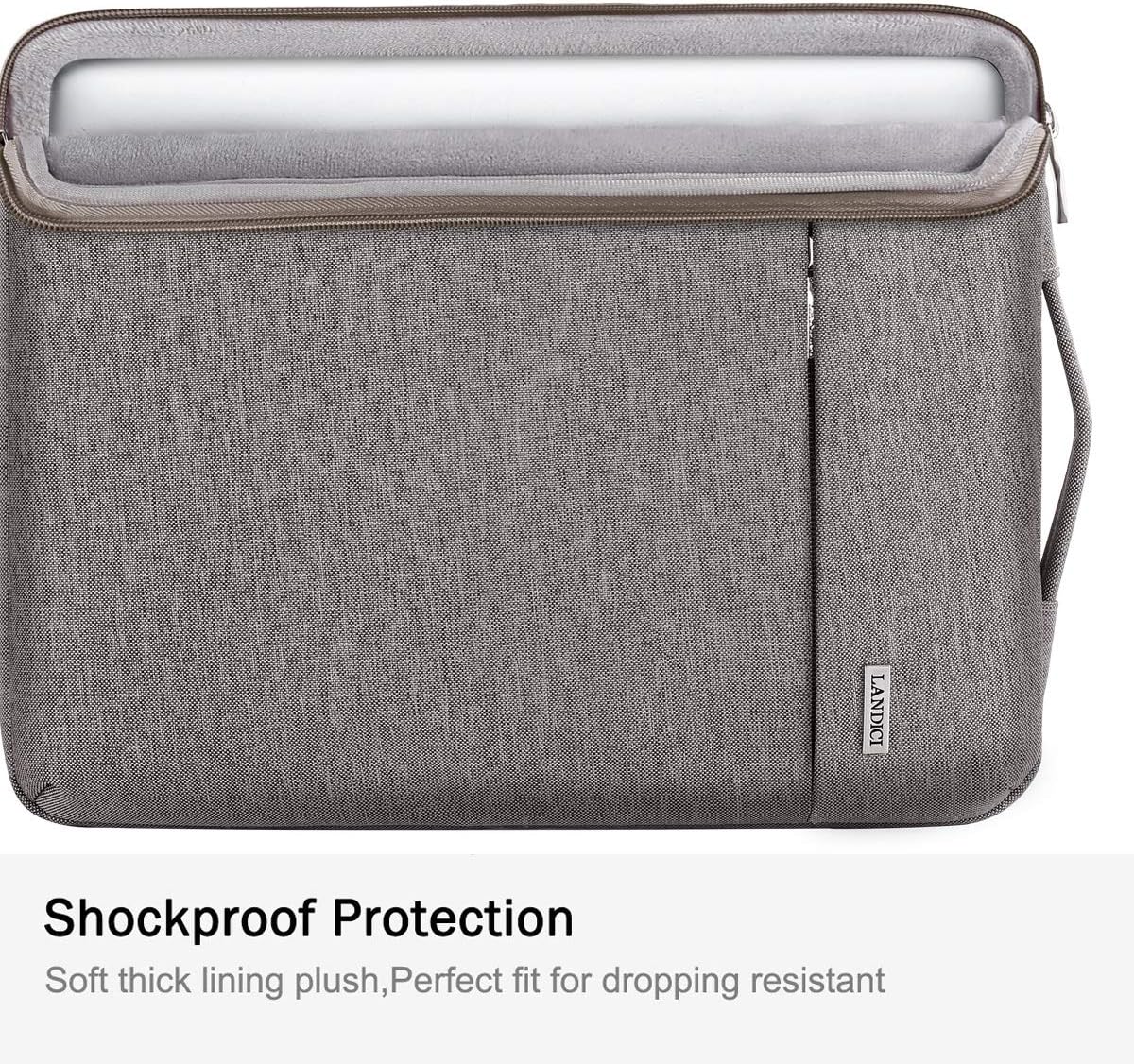 LANDICI 360°Protective Laptop Sleeve Case (Khaki Grey, 15-16inch) - Image 3