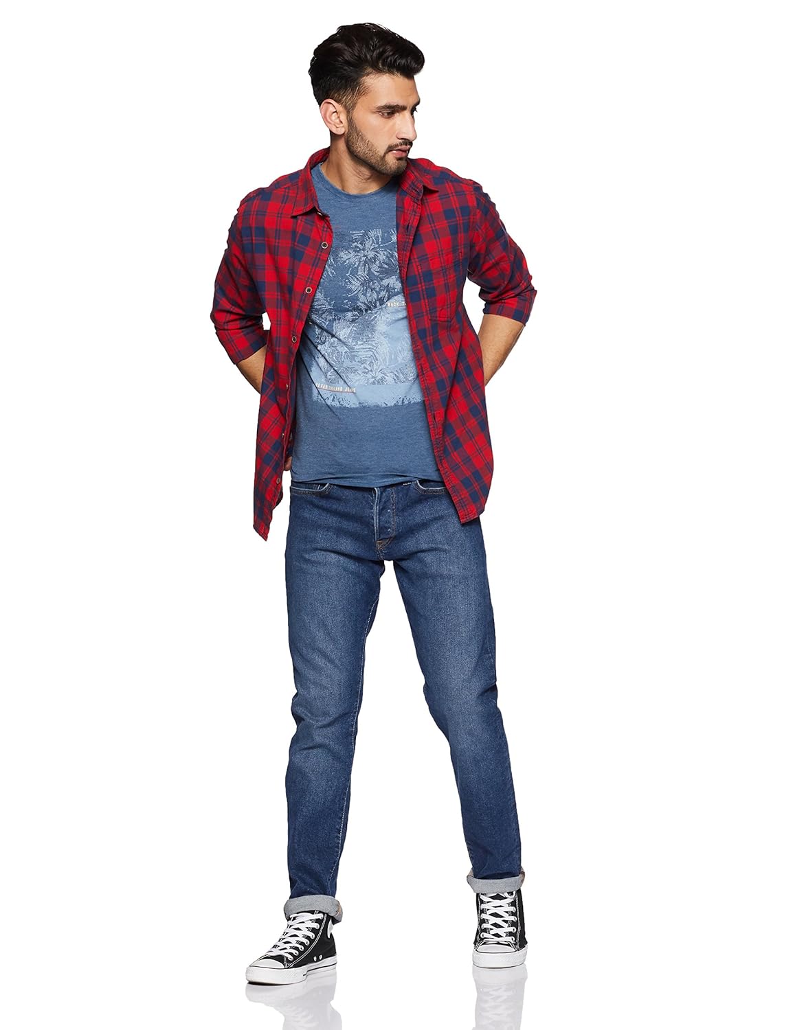 peter england men's solid slim fit t-shirt