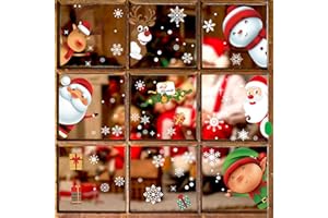 FALOVITH 227 PCS Christmas Snowflake Window Clings Decoration, Christmas Window Stickers, Indoor Xmas Party, Snowflake Santa Claus Reindeer Decals, Thanksgiving Party Décor, Winter Holiday Decor Home Party.
