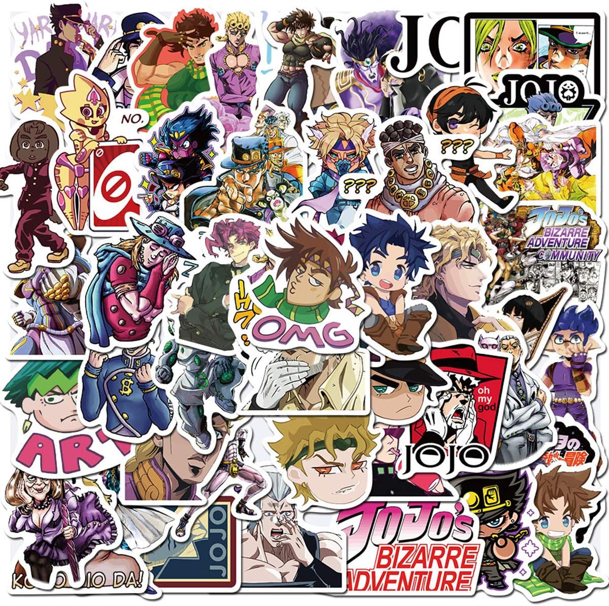 Amazon Com 50 Pcs Jojo S Bizarre Adventure Stickers Anime Doodle Stickers Travel Trolley Sticker Pvc Waterproof Car Sticker Doodle Decal Anime Fans Gifts Arts Crafts Sewing