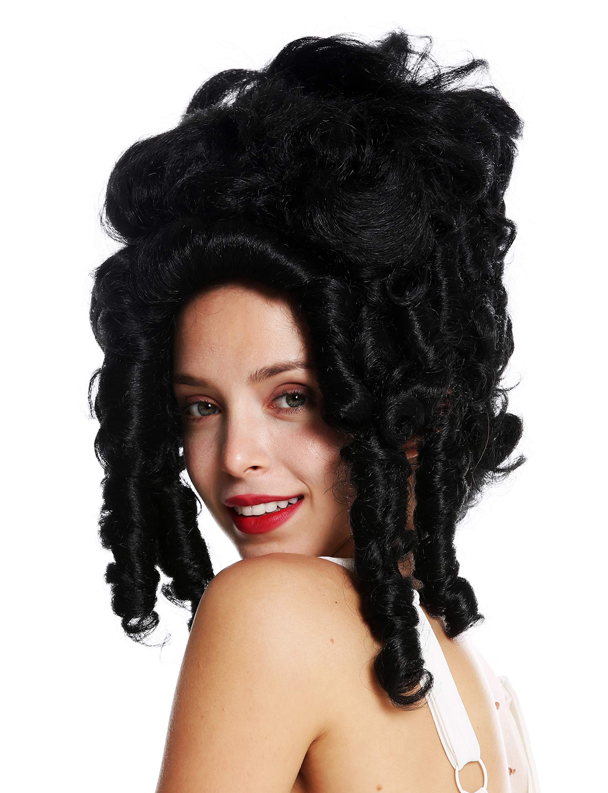 WIG ME UP - VK-38-1B quality women's wig theatre cosplay baroque Pompadour Marie Antionette countess noble woman black