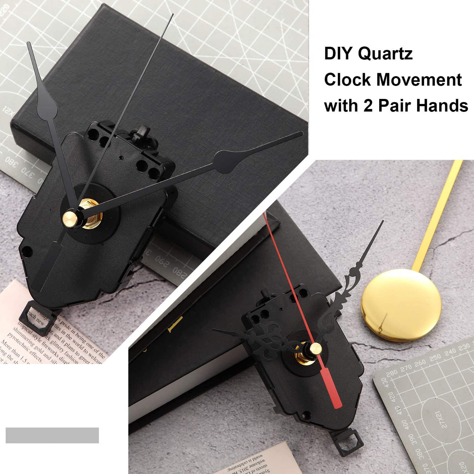 Hicarer Quartz Pendulum Clock Movement Mechanism DIY Repair Parts Replacement with 2 Pairs Hands and Pendulum for DIY Clock Repair